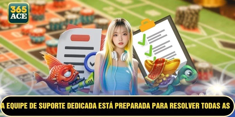A equipe de suporte dedicada está preparada para resolver todas as suas dúvidas na ACE365