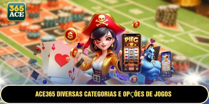 ACE365 diversas categorias e opções de jogos